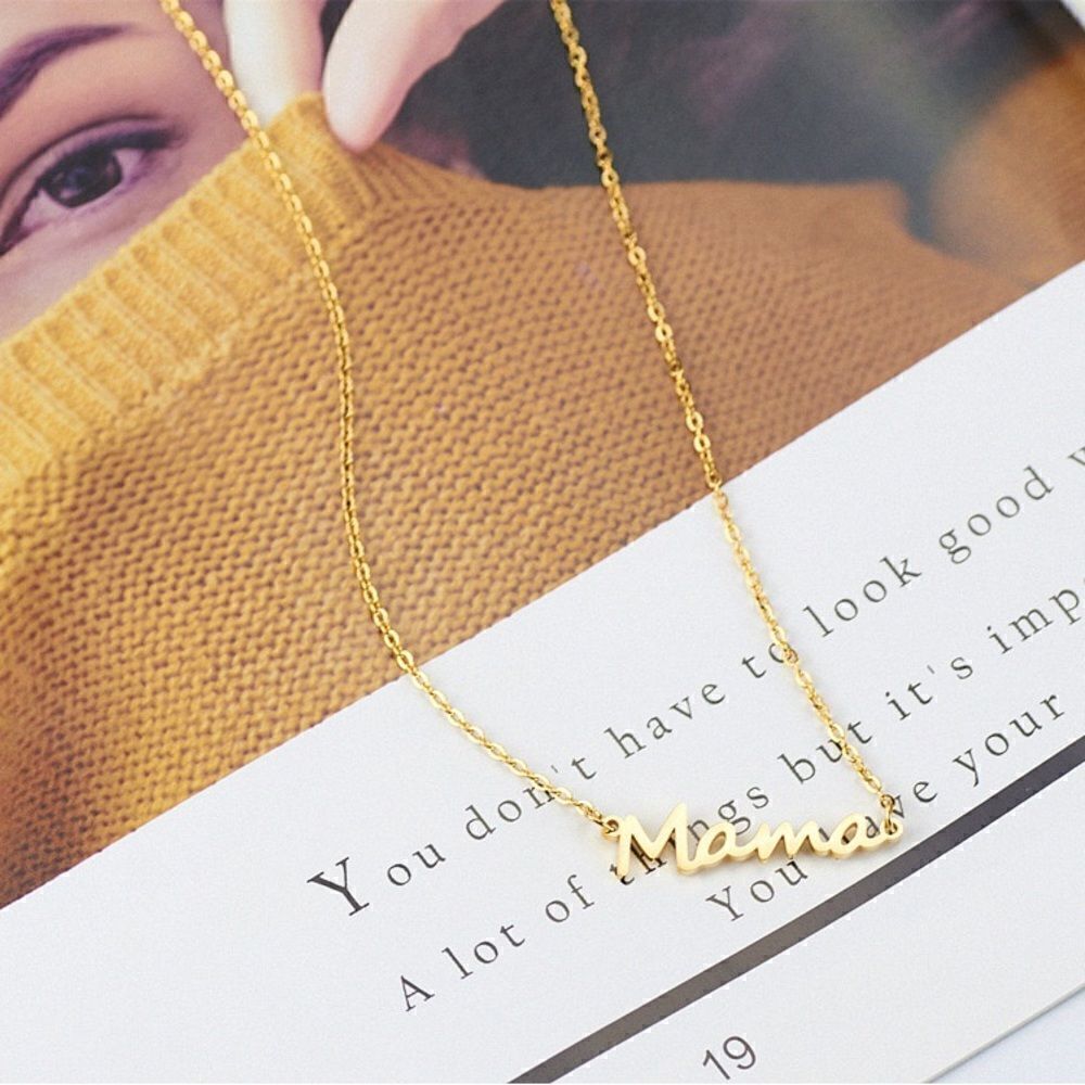Gold Plated Mama Letter Necklace